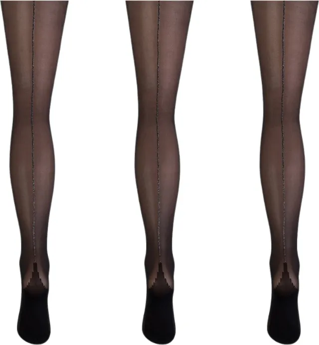 Marianne Dames Panty met Lurex Naad - 20 Denier - 3-Pack - Zwart Zilver