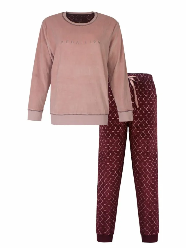 Medaillon Dames Pyjama - Zachte Velours - Dessinbroek - Roze