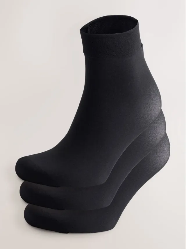 Next Dames - Set van 3 paar 60-denier enkelsokken - Zwart Black