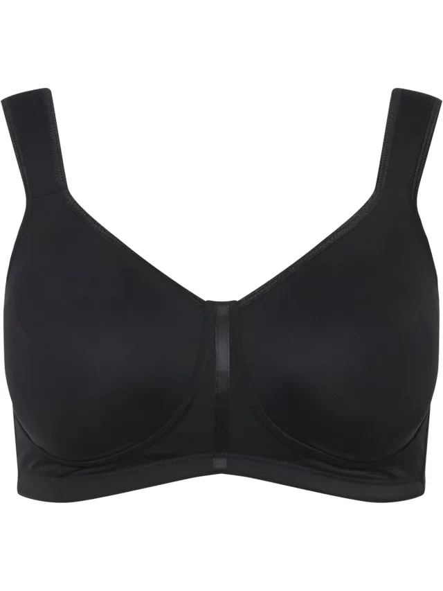 Ulla Popken Dames - Wellnessbeha microvezel zonder beugel - Zwart