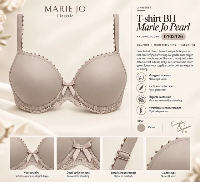 Marie Jo Pearl Voorgevormde Beugel Bh 0102126 Patine - maat EU 80D / FR