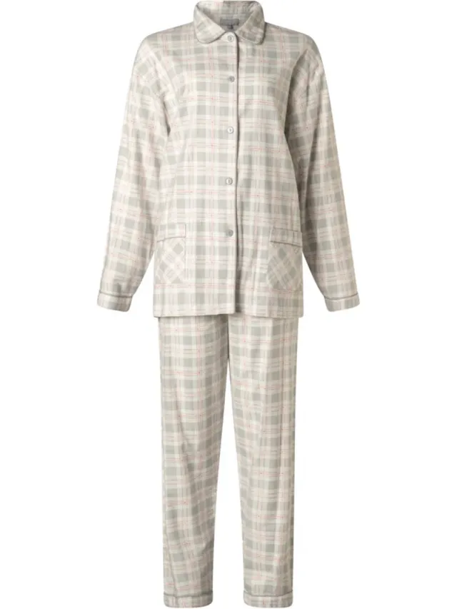 Lunatex dames pyjama 641513 - flanel - grijs