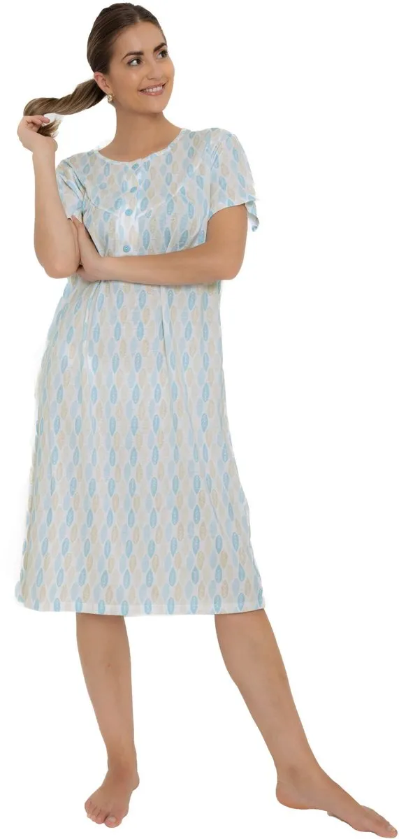 Cocodream Quality Cocodream Nachthemd 'Blue Checked' - Dames Nachtmode - Korte Mouw - Blauw