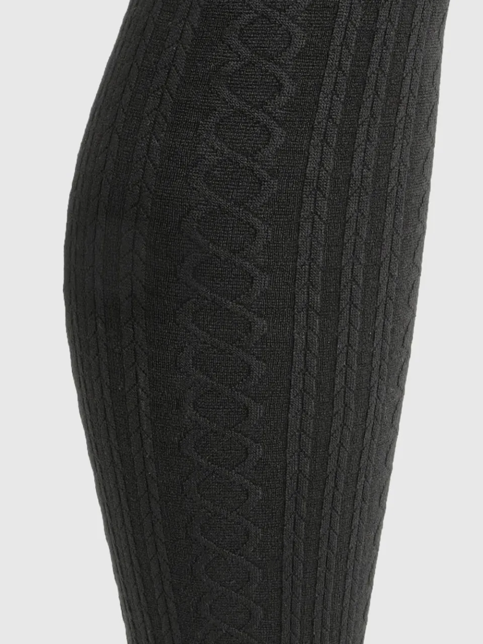boohoo Dames Thermische kabelgebreide panty's zwart, foto 3