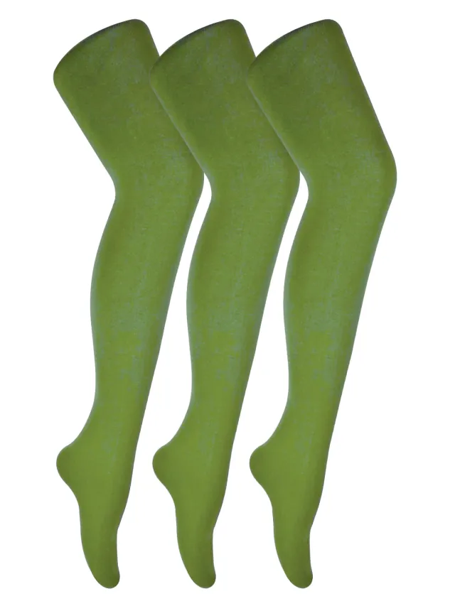 Sock Snob 3 paar dames gekleurde ondoorzichtige 80 denier panty's - Khaki Groen
