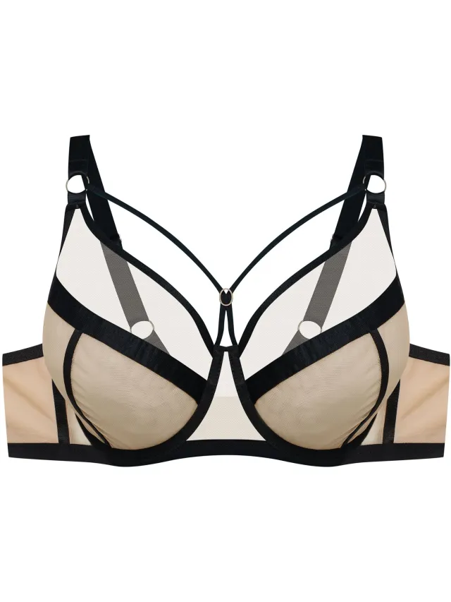 ESOTIQ Glam - Beha - 85G - Beige-zwart - Zachte cups met beugel Beige;Zwart