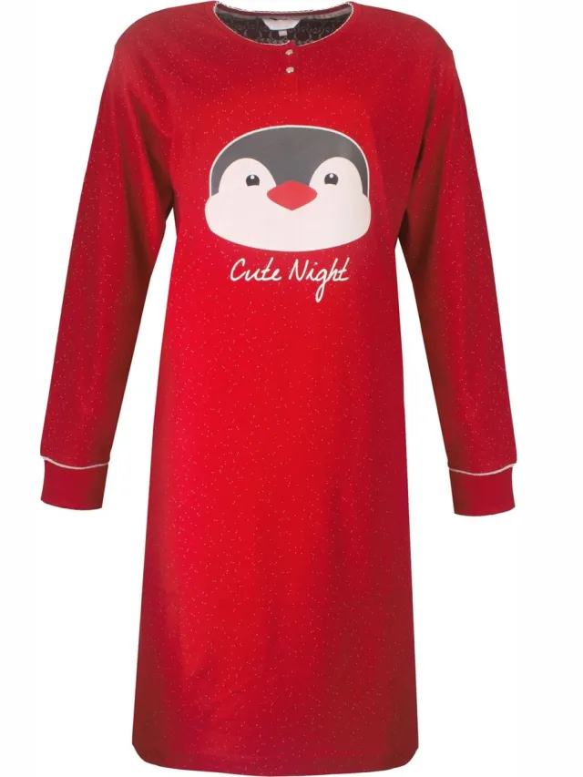 Tenderness Dames Nachthemd - 100% Gekamde Katoen - Rood wit