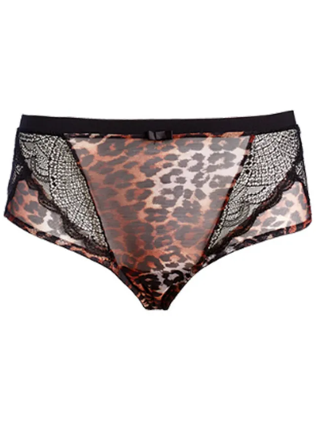Luna Splendida Wildcat shorty slip panterprint Zwart