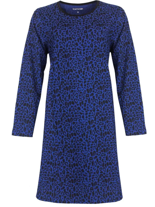 Temptation Dames Nachthemd - Bigshirt - Panter print - Blauw