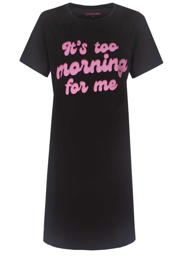 Temptation Dames Bigshirt - Roze Tekstprint - Zwart