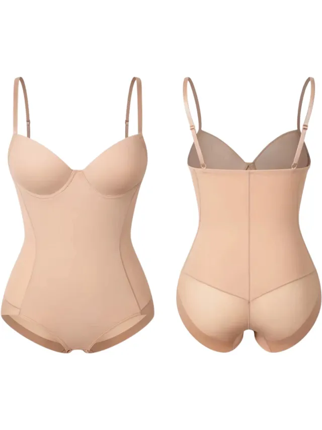 rimmo Shapewear bodysuit dames – corrigerend ondergoed buik controle, body shaper met butt lifter, taille trainer & afslankend corrigerend ondergoed - Beige
