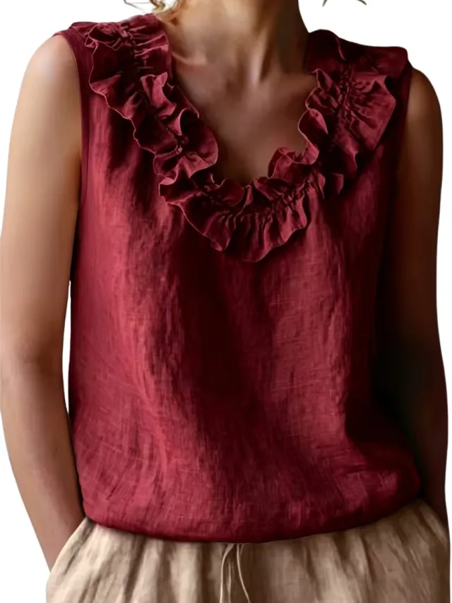 Currero Topje Dames - Top Kleding - Shirt - Blouse - Kort - Volwassen - Bordeauxrood