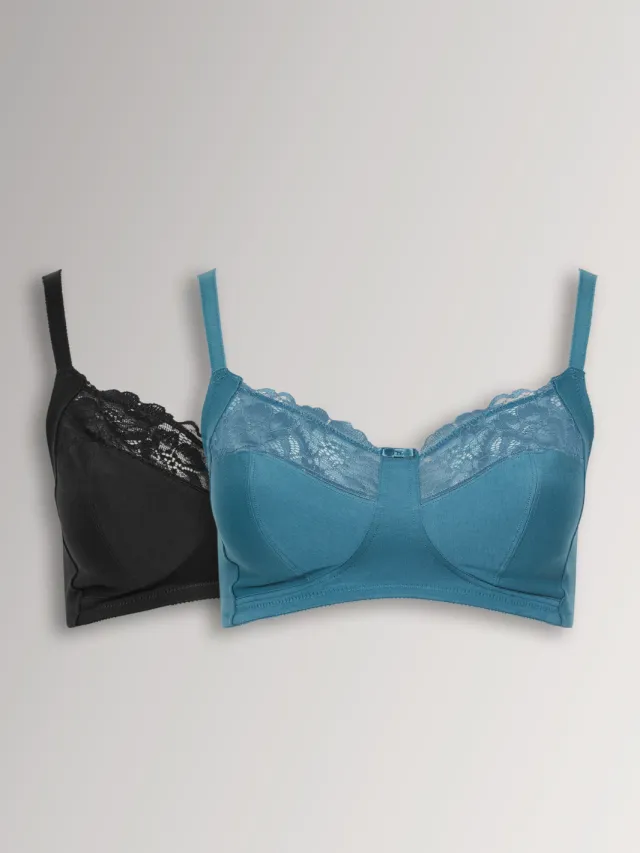 Yours 2Pack Teal Green & Black Beugel Kanten Bh's, foto 2