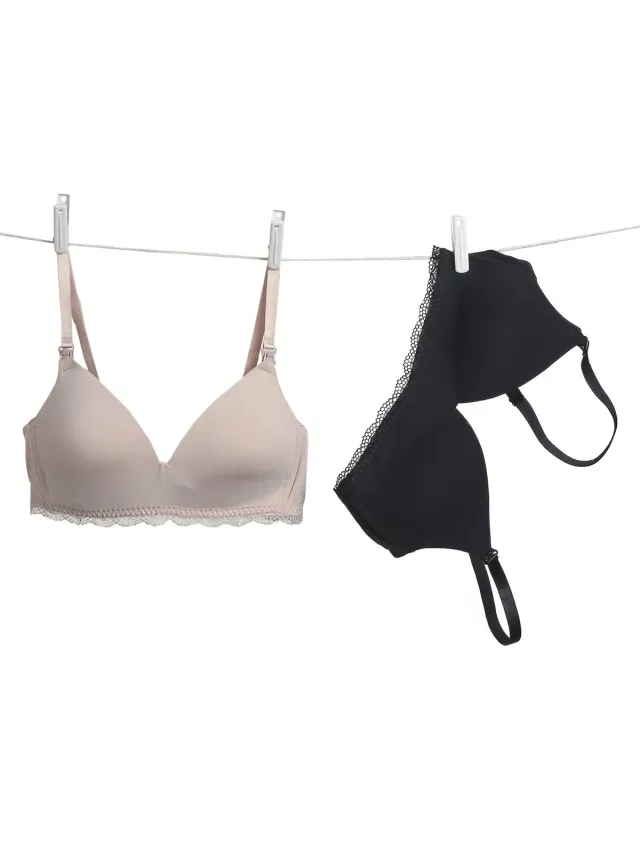 vertbaudet Set - 2 beha - voeding - beugelloze - naadloze - viscose Zwart