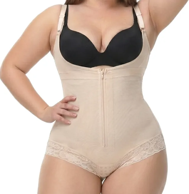 Shapetape Bodysuit met Rits - Shapetape - Beige - Shapewear Body - Platte Buik - Open Borst - Slip - Zonder BH - Corrigerend ondergoed Bodysuit met Slip - Beige