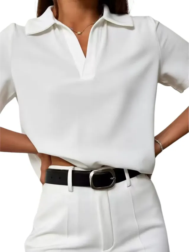 Currero Topje Dames - Top Kleding - Shirt - Blouse - Kort - Volwassen - Wit Zuiver Wit 1