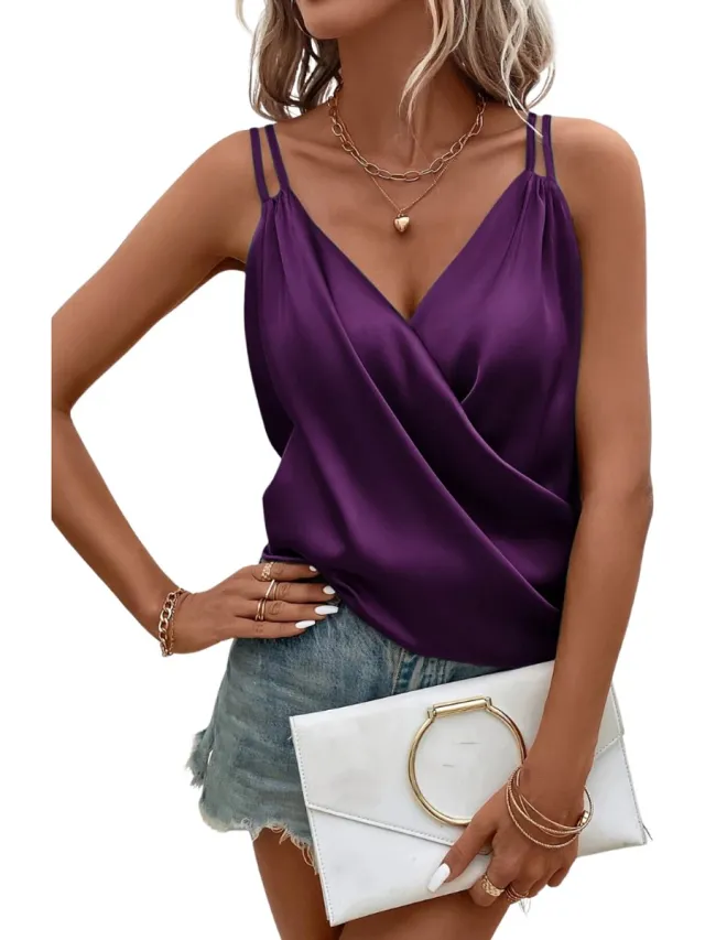 Livano Topje Dames - Kleding - Shirt - Blouse - Kort - Volwassen - Donkerpaars