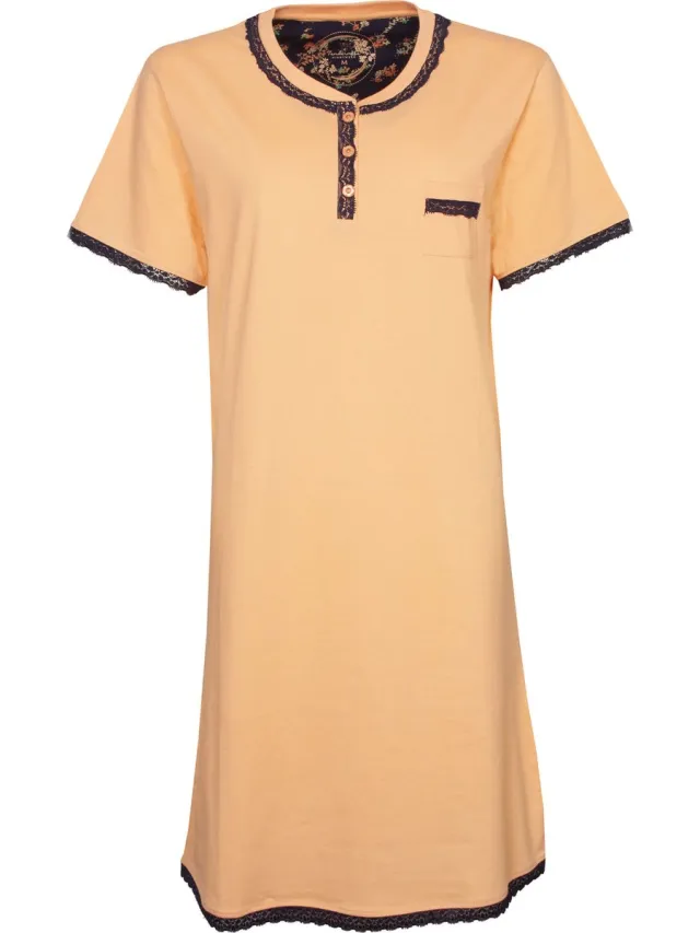 Tenderness Dames Nachthemd - 100% Gekamde Katoen - Koraal oranje