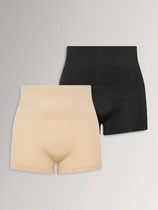 Yours 2Pack Zwarte En Huidkleur Naadloze Controlshorts Met Hoge Taille-42 Black