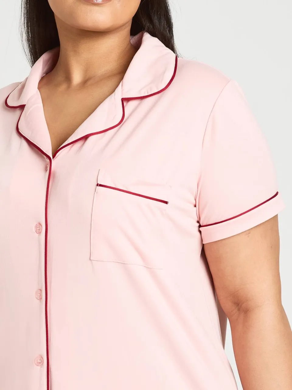 boohoo Dames Plus Nachthemd Met Korte Mouwen En Biesdetail baby roze, foto 4