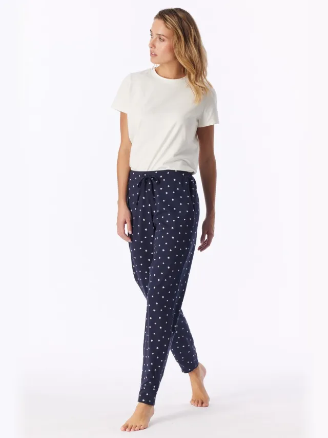 Schiesser dames Mix+ Relax langere broek met elastische manchetten en veelkleurig bedrukte print - multicolour dessin multicolour 1