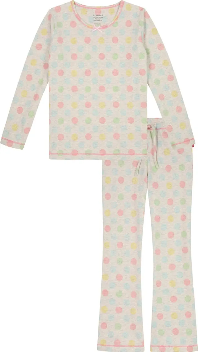 Claesen's Pyjama - Dots - 5% Lycra - 95% Katoen Roze Wit Oranje Geel Multi Kleur