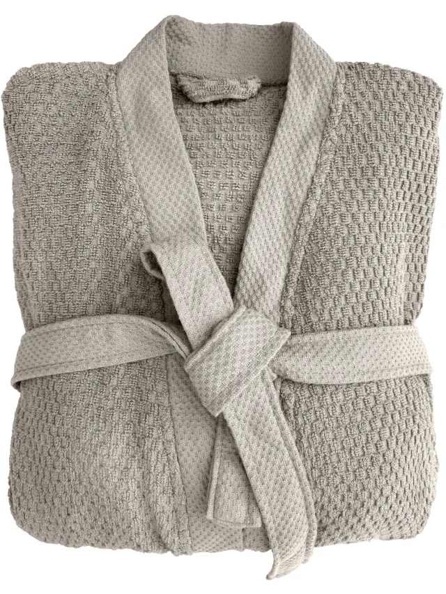 Heckettlane Badjas Katoen Grant - Glacier Grey - Badjas 100% Katoen - Badjas / Kamerjas Dames - Badjas / Kamerjas Heren