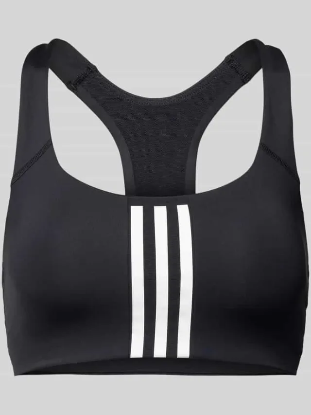 Adidas Sport-bh met labeltypische strepen Zwart
