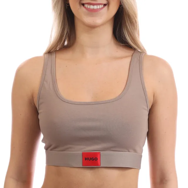 Hugo Dames Hugo Red Logo Label Bralette in Bruin