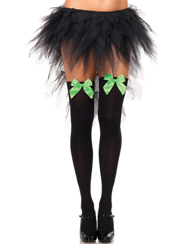 Leg Avenue Nylon Thigh Highs With Bow ["Roze"]