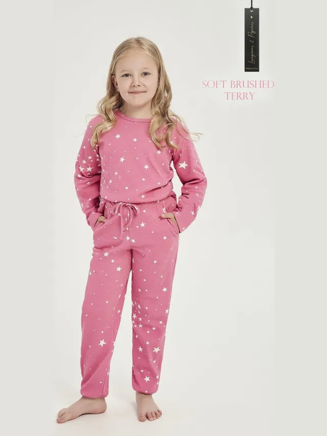 Taro Pyjama - Eryka - 100% Katoen. Maat 140 cm / 10 jaar. Roze multi