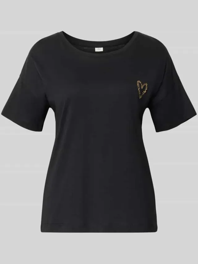 s.Oliver Regular fit pyjamabovendeel van een mix van katoen en viscose Donkerbruin