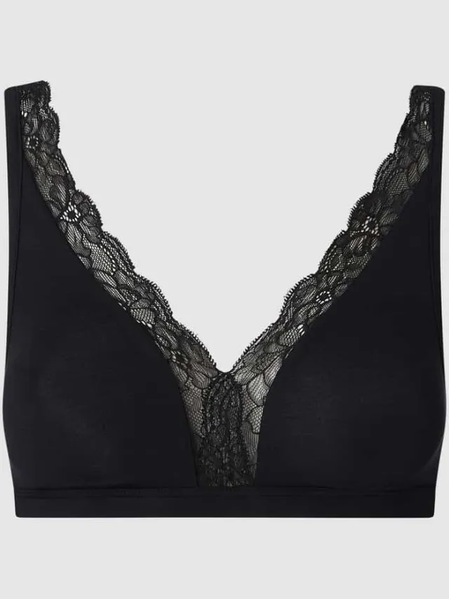 Hanro Bralette met stretch model 'Cotton Lace' zwart, foto 2