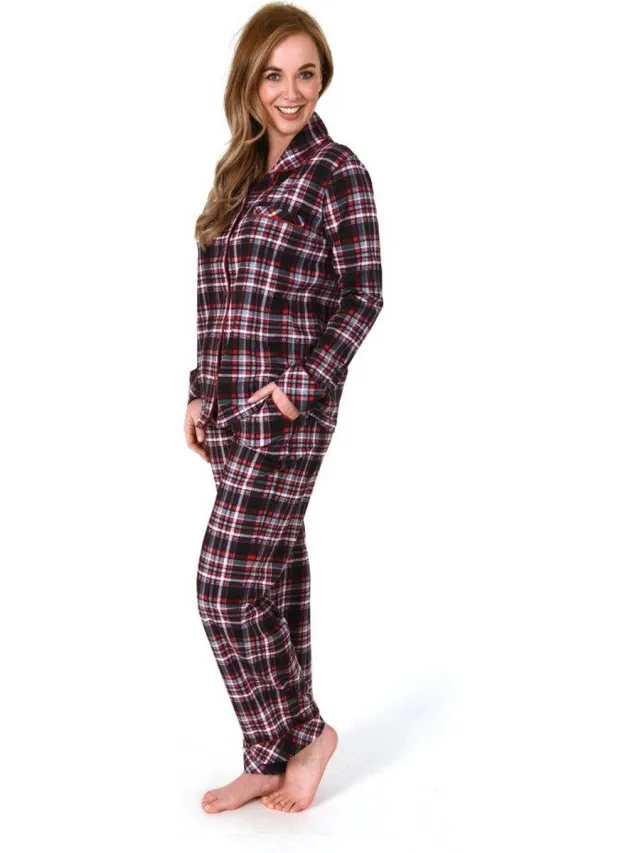 Normann Norman dames pyjama flanel 201 90821 - Rood - XL 48/50