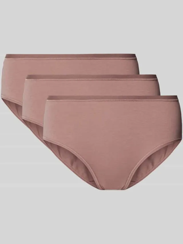 Sloggi Slip met labelprint, model 'GO DAILY' in een set van 3 stuks Roodbruin