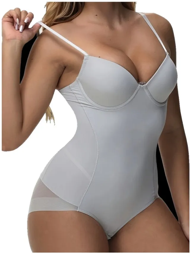 Currero Bodysuit Dames - Shapewear - Bodystocking - Corrigerende Body - Ingebouwde BH - Vormgevend & Afslankend Effect - Grijs