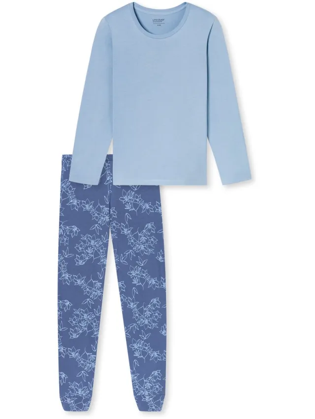 Schiesser Pyjama lang - Dames - Pyjamas lichtblauw