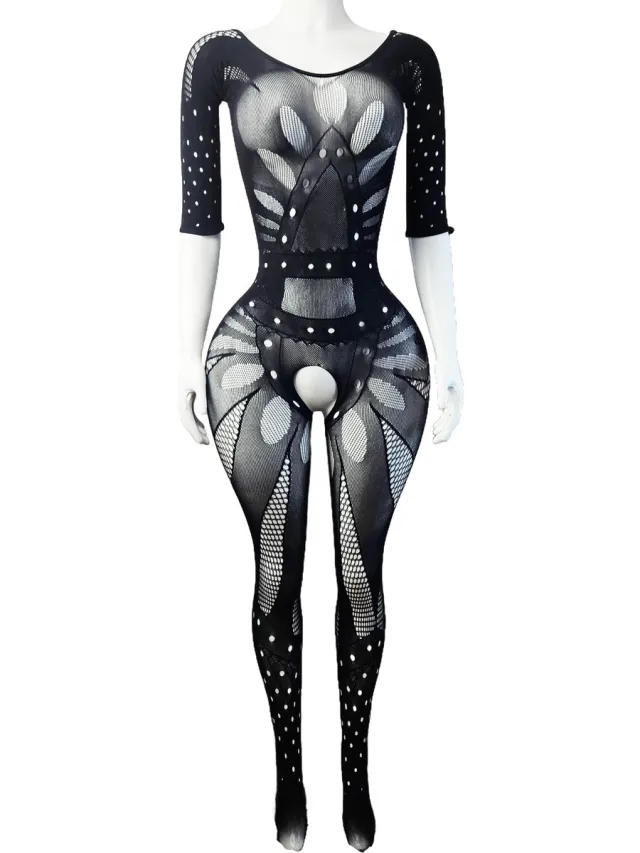 BamBella ® - Panty pak -Onesize - body suit - Dames - Onesize - Erotische jumpsuit van kant lingerie zwart