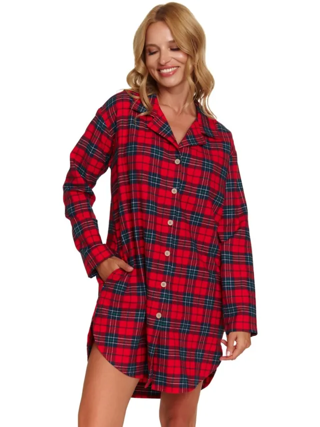 Doctor Nap Dames Nachthemd Nachtjapon Red Check TM.7126 Rood