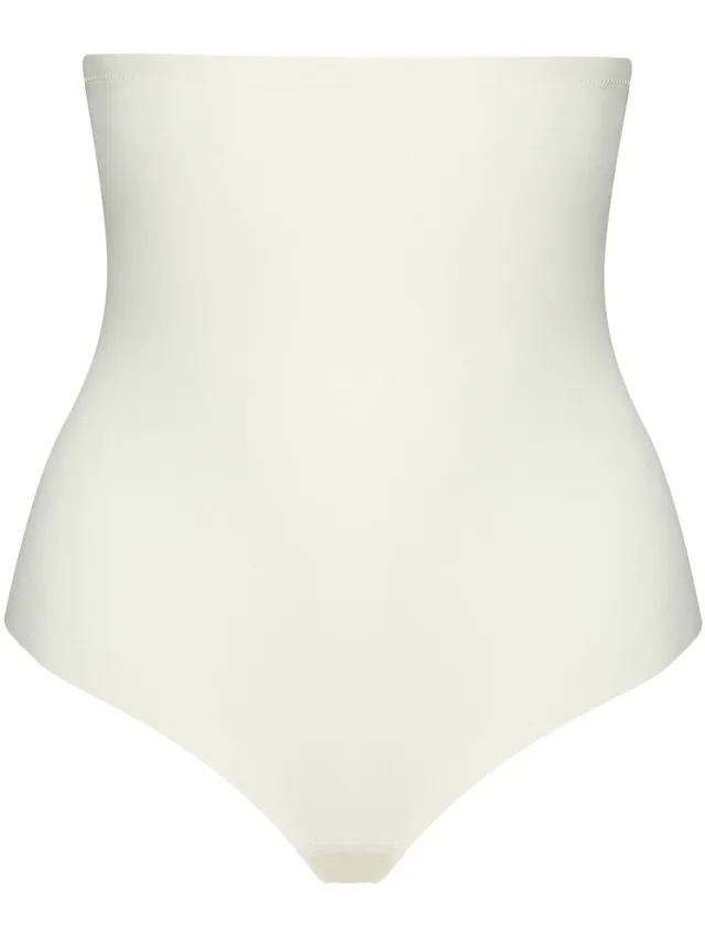 Bye Bra corrigerende string, string met hoge taille, lasergesneden rand, corrigerende string, shapewear voor dames, 2 kleuren, S-XXL (ivoor, XXL)