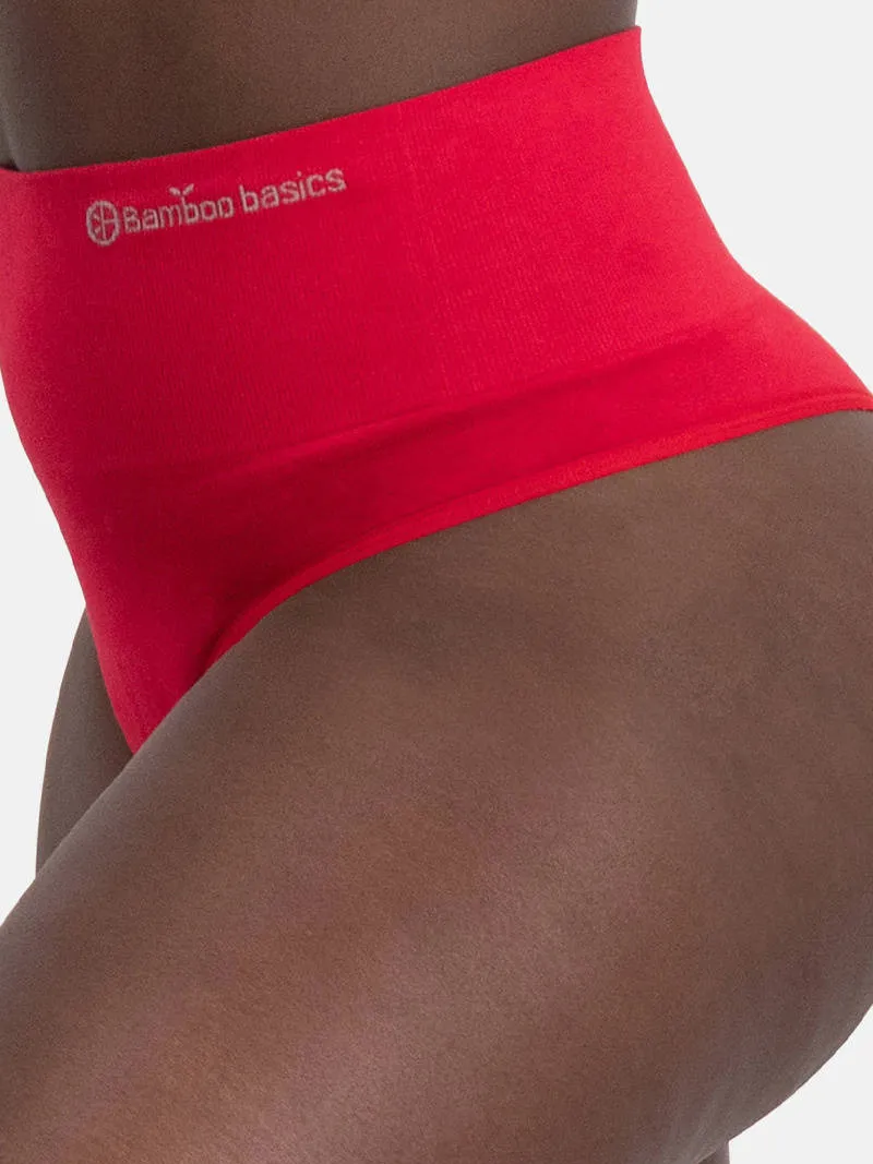 Bamboo Basics seamless corrigerende high waist string Zoey (set van 3) rood