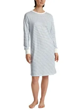 Calida Cotton Stripes Nightdress Blauw