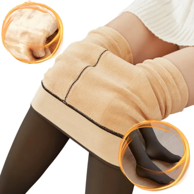 Wi Want It Panty - Fleece Panty - Huidskleur - Gevoerde Panty - Doorschijnend - Winter - Thermo - Warme Panty - 220g - Zwart