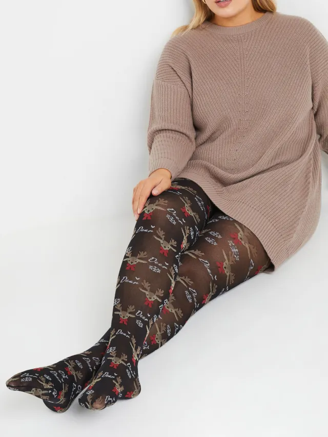 Yours Panty Met 'Oh Deer' Print In Zwart-48 Black