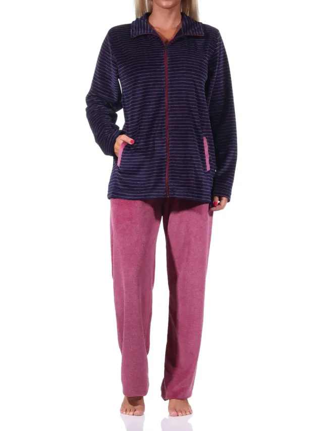 Normann Elegant Dames Gestreept Homewear Nicky Fluweel - 212 216 98 237 marine