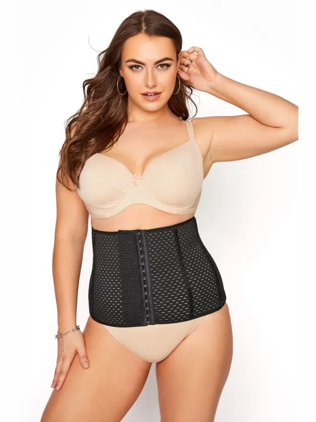 Yours Waist Trainer Met Textuur En Haak En Oogsluiting In Zwartsize 46-48 Black