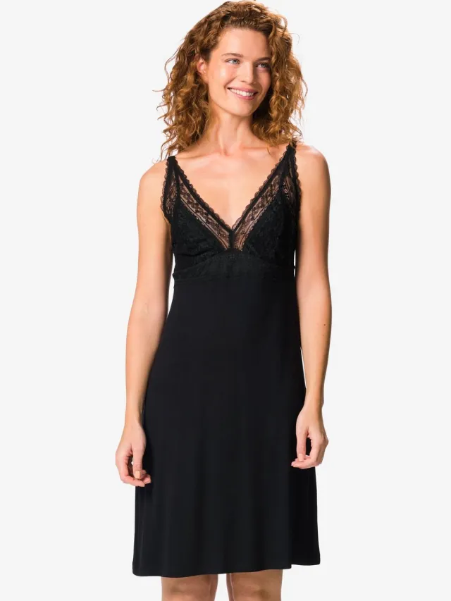 HEMA Damesnachthemd viscose zwart