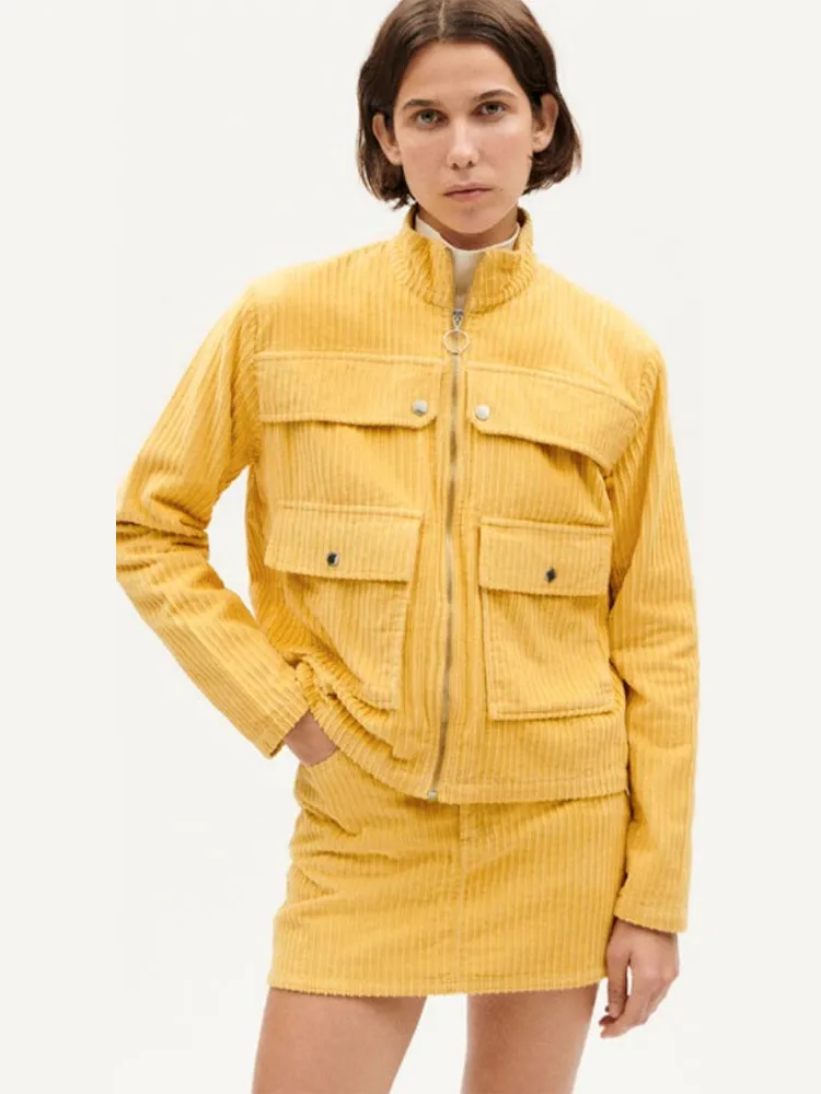thinking mu dames vegan Corduroy Rok Kimmy Geel