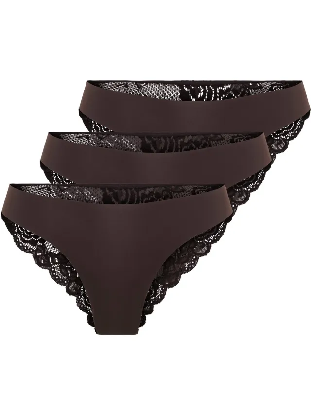 Only ONLCHLOE LACE BRAZIL 3-PACK NOOS ACC - Dames - Shapewear Black Coffee