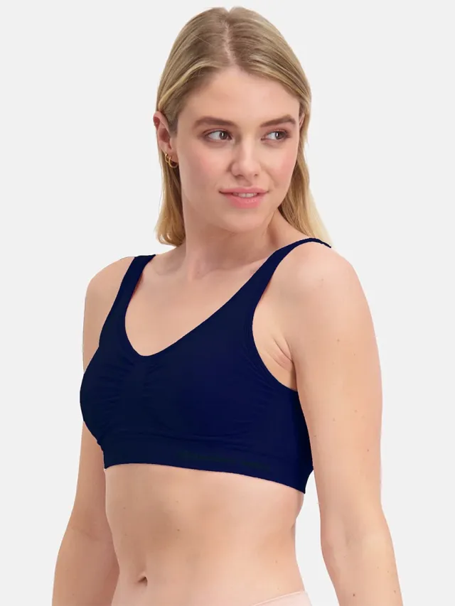 Bamboo Basics Naadloze BH Nova - 2-pack - Blauwe Comfort BH Top - Bamboe BH Zonder Beugel - Bamboe Ondergoed Donkerblauw